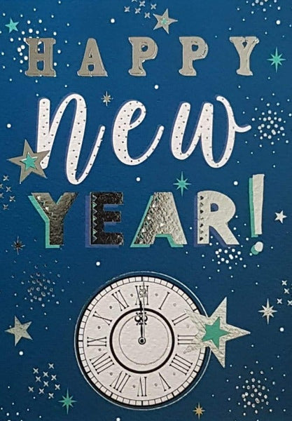 Vtg Post Card "New Year Greetings" Clock Strikes Midnight F474 - View #8
