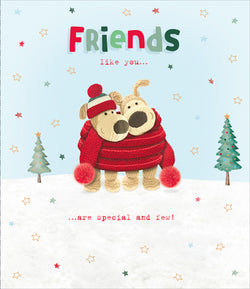 Friends Christmas Card - Stuffed Dogs Wearing Red Sweater