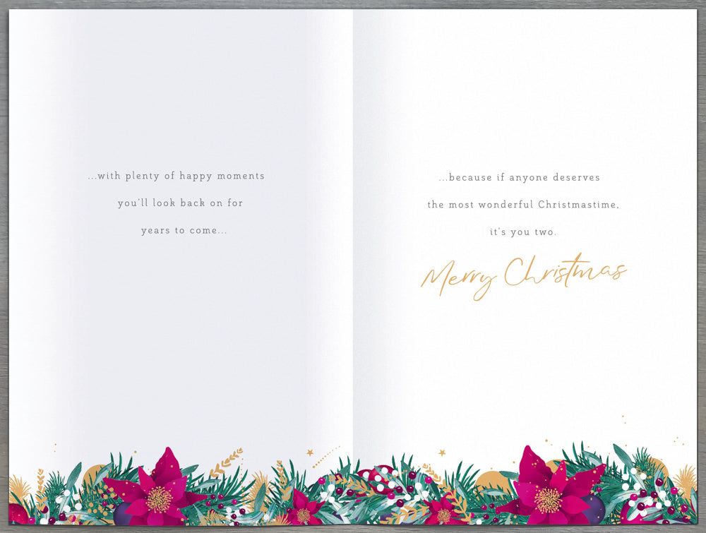 Both Of You Christmas Card - Colorful Flowers in Green Background & Special Both Mean