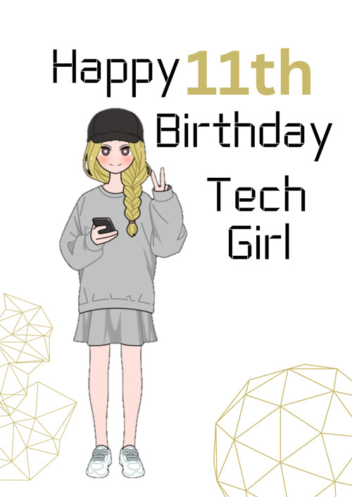 11th Girl Birthday Card Personalisation