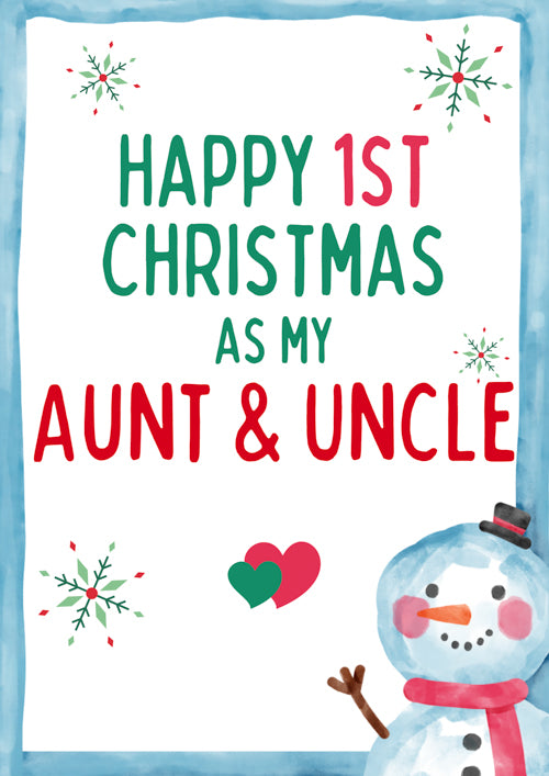 1st Aunt And Uncle Christmas Card Personalisation