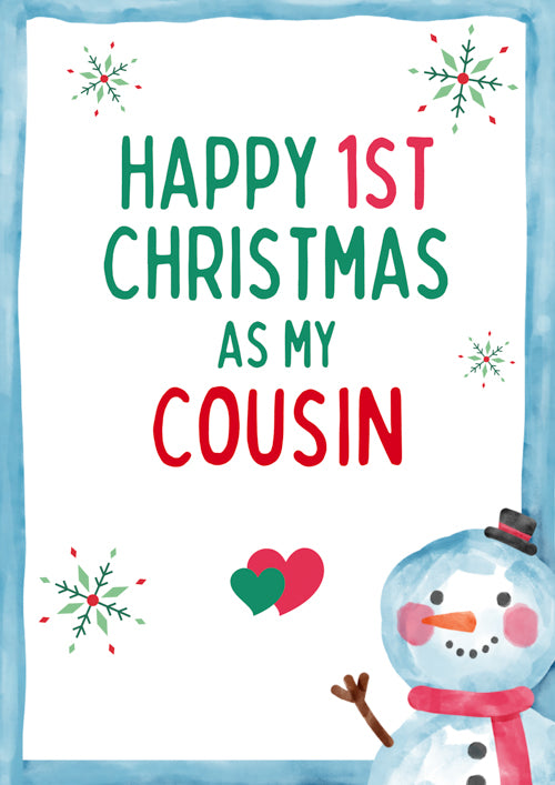 1st Cousin Christmas Card Personalisation