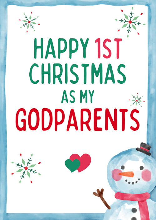 1st Godparents Christmas Card Personalisation
