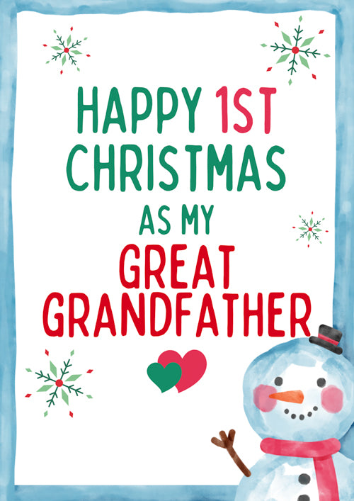 1st Great Grandfather Christmas Card Personalisation
