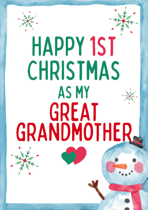 1st Great Grandmother Christmas Card Personalisation