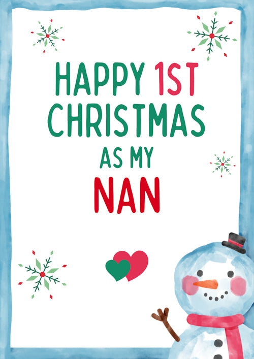1st Nan Christmas Card Personalisation