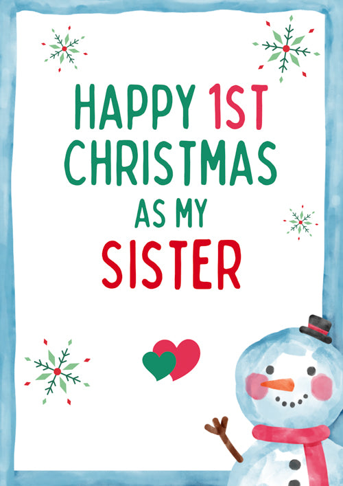 1st Sister Christmas Card Personalisation