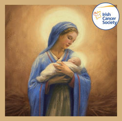 Charity Christmas Card (In Irish & English) - Box of 12 / Irish Cancer Society ICS - Infant Jesus Virgin Mary