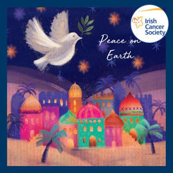 Charity Christmas Card (In Irish & English) - Box of 12 / Irish Cancer Society ICS - Peace On Earth