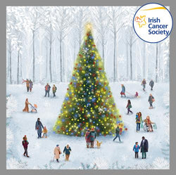Charity Christmas Card (In Irish & English) - Box / Irish Cancer Society ICS & Lit Up Tree