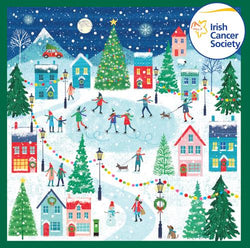 Charity Christmas Card (In Irish & English) - Box / Irish Cancer Society ICS & Xmas Town