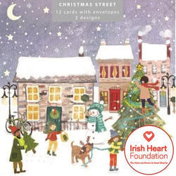 Charity Christmas Card - Box of 12 / Irish Heart Foundation IHT - Snow Town