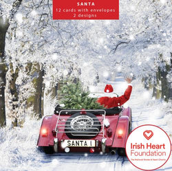 Charity Christmas Card - Box of 12 / Irish Heart Foundation IHT - Santa On Bike
