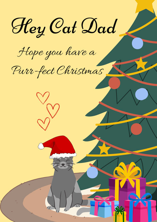 Pet Cat Dad Christmas Card Personalisation