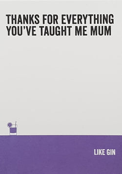 Humour Mothers Day Card - A Glass of Gin On A Purple Font