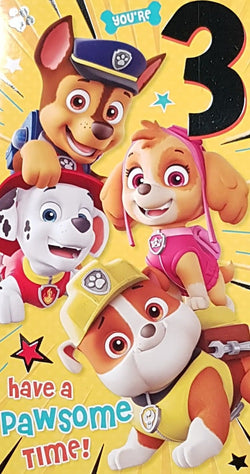 Age 3 Birthday Card - 'Have a Pawsome Time!' /  Group Of Cute Dogs Ready For Action