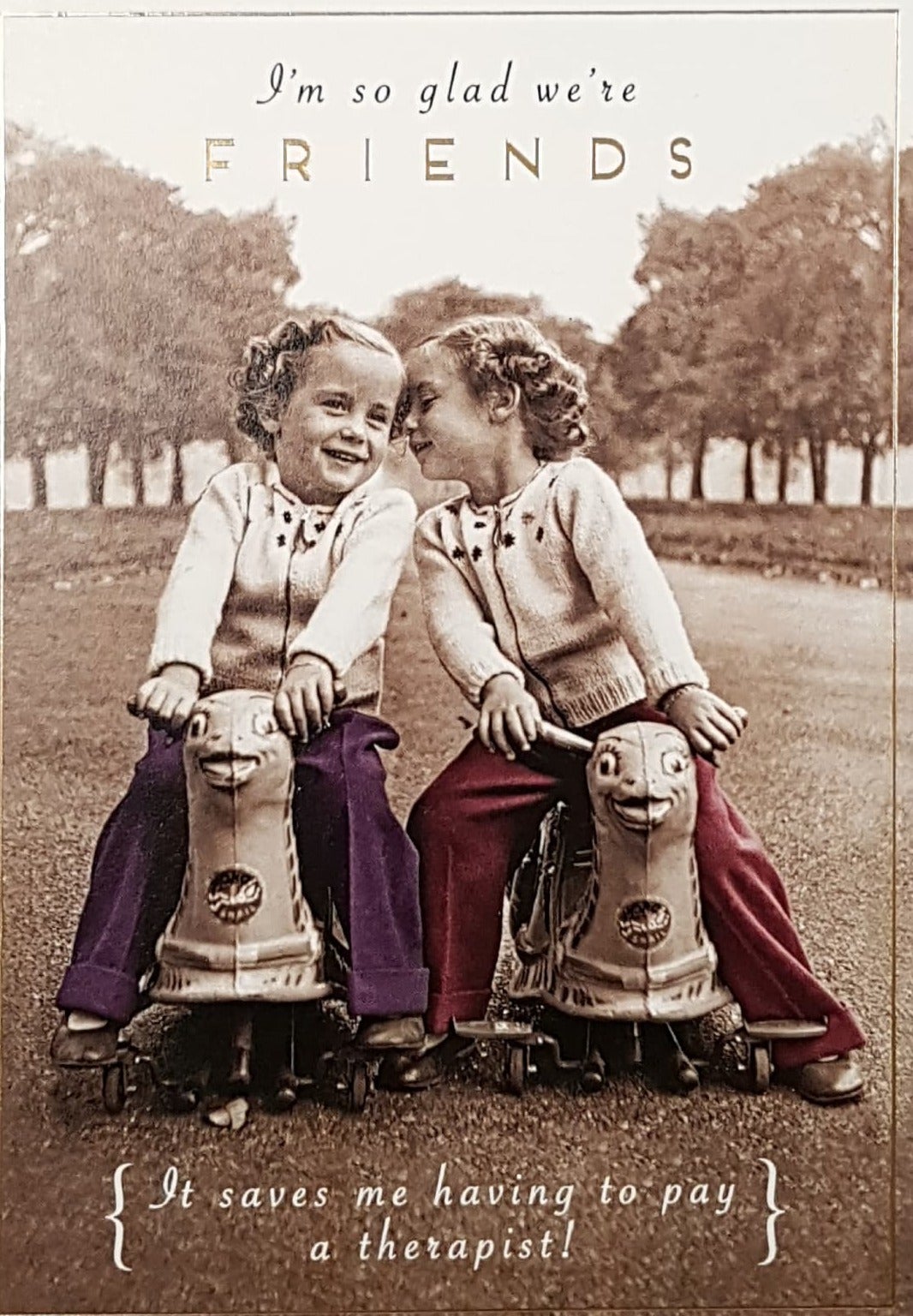 Birthday Card - Friend / Two Little Girls On A Playground Amusement
