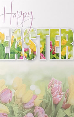 Easter Card - Traditional / A Meadow Of Yellow And Pink Tulips