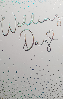 Wedding Card - Shiny Silver Font & Hearts
