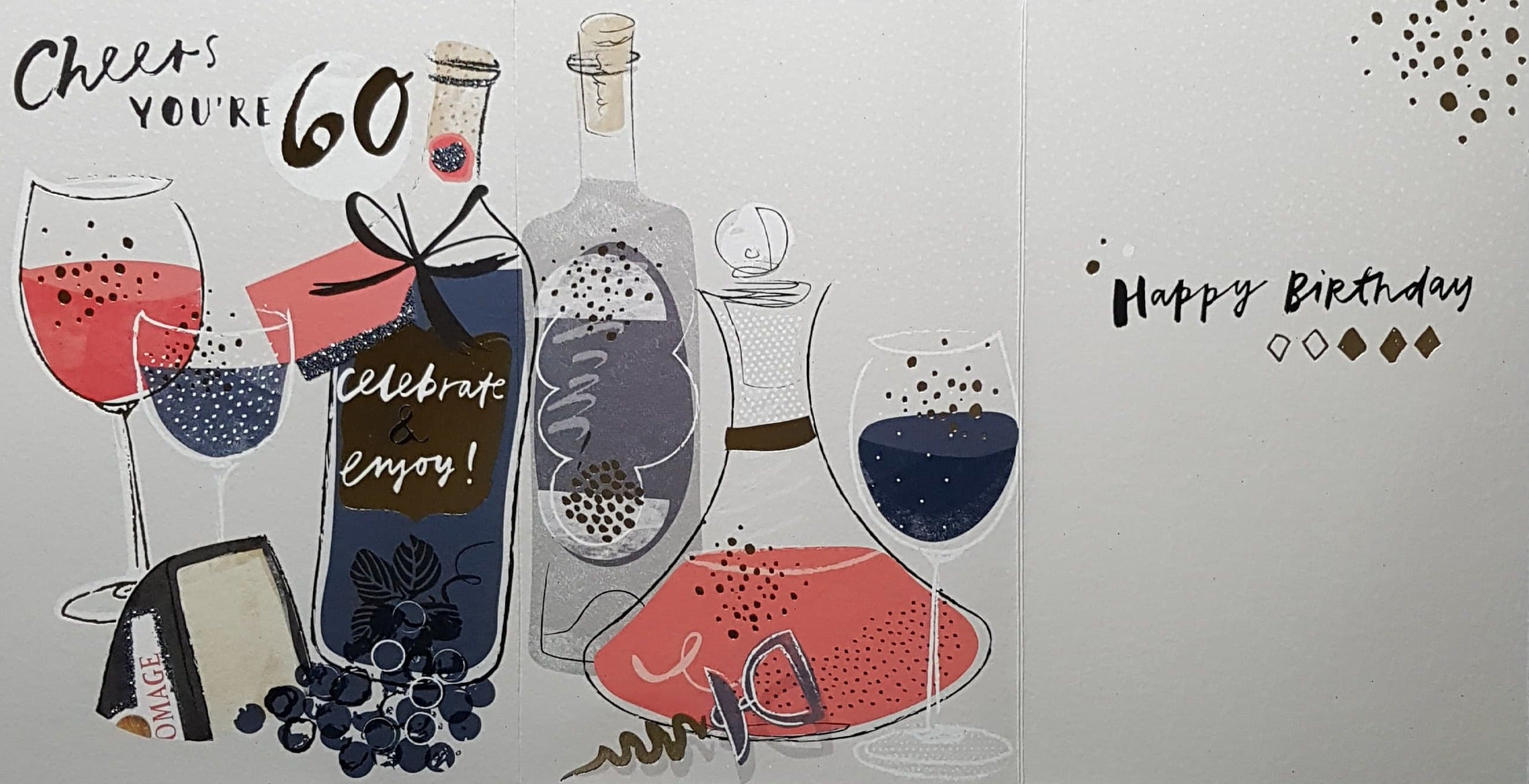 Age 60 Birthday Card - Champagne Sparkle & Celebrate And Enjoy