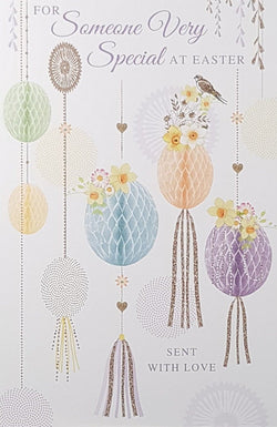Easter Card - Someone Special / Hanging Egg Shape Motive & A Little Bird
