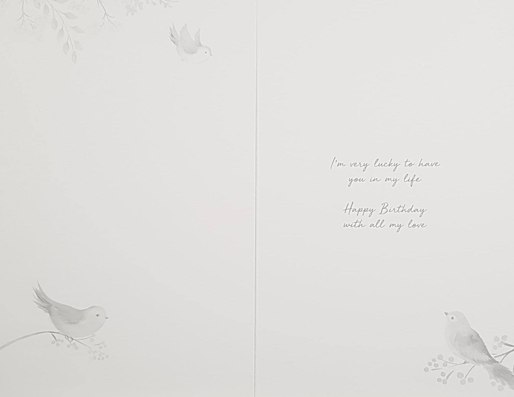 Birthday Card - Wife / A Colourful Floral Motif Forming A Heart With Birds