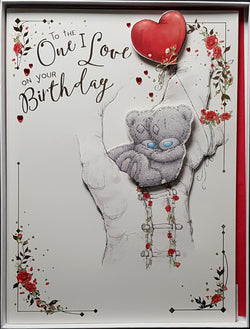 Birthday Card - One I Love / A Teddy Couple Resting On A Tree (A Card In A Box)