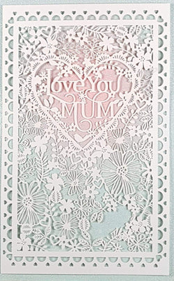 Mum Mothers Day Card - Love You & Floral Decoration