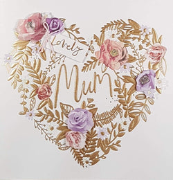 Mum Mothers Day Card - Golden Floral Heart