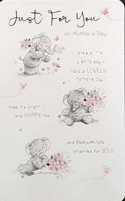 Just For You Mothers Day Card - Cute Elephant In Garden