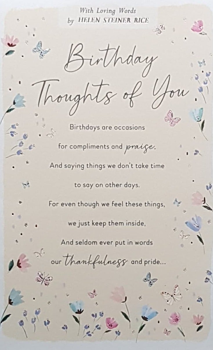 Birthday Card - Someone Special / 'Birthday Thoughts Of You' & Pretty Flowers
