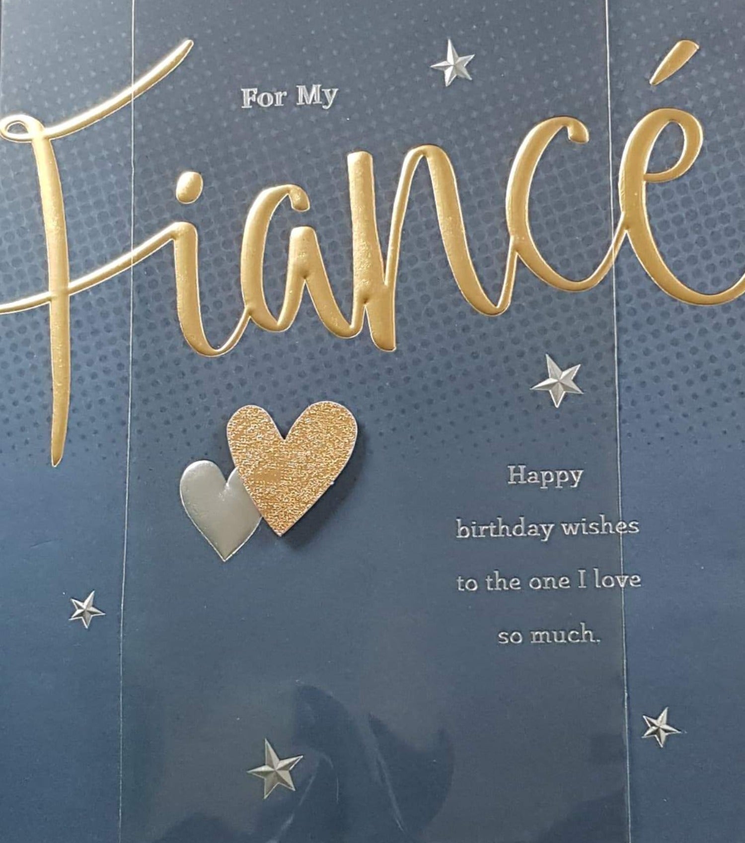 Birthday Card - Fiance / Two Hearts & Stars