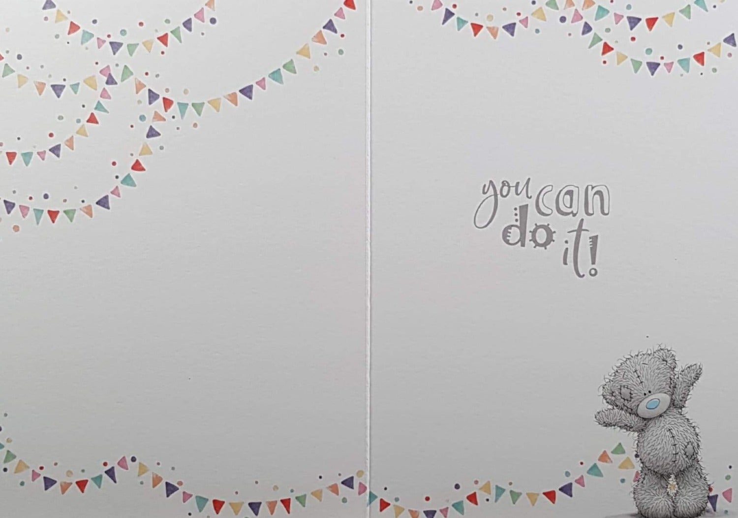 Good Luck Card - Exams / Happy Teddy Holding A Clover