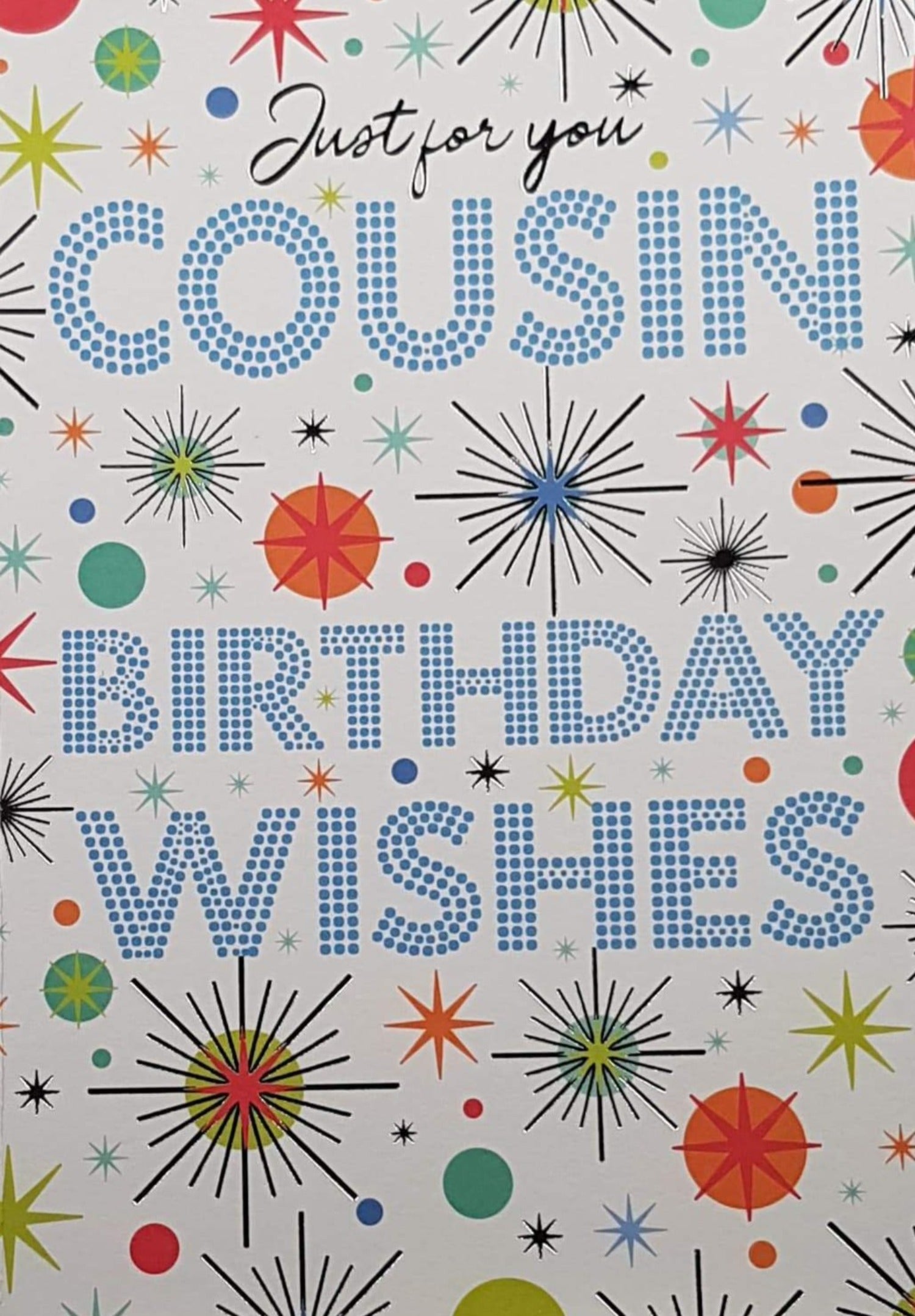 Birthday Card - Cousin / Blue Spots Shaped As A Cousin Birthday Wishes Sign