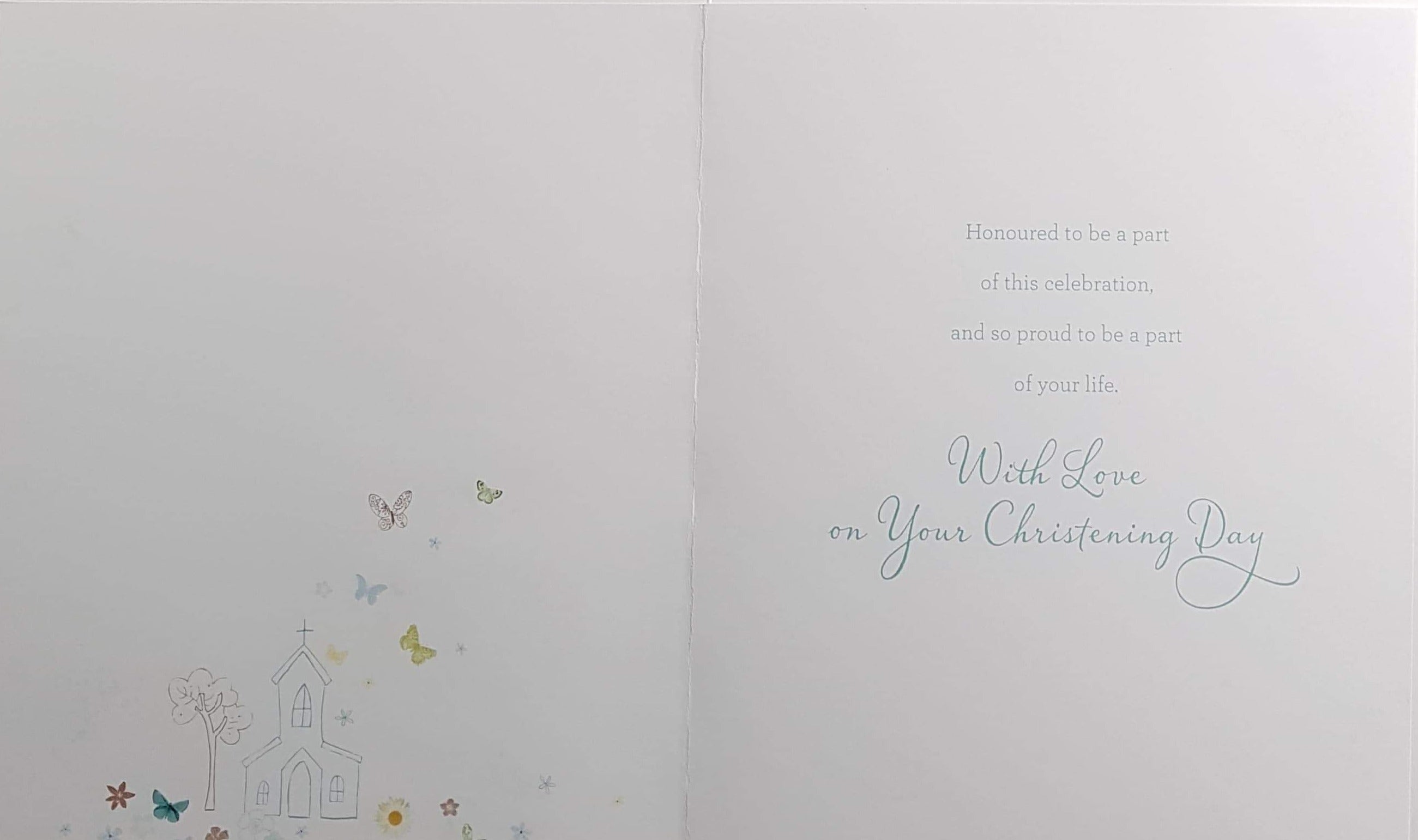 Christening Card - Godson / Butterflies Flying In Circle
