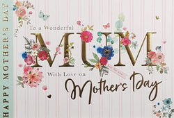 Mum Just For You Mothers Day Card - Floral Font