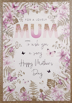 Mum Mothers Day Card - Golden Glitter Border