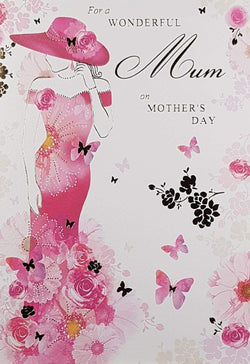 Mum Mothers Day Card - Lady In Pink Attire