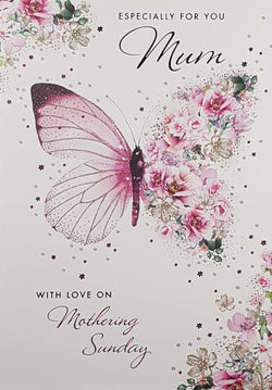 Mum Just For You Mothering Sunday Card - Flowers Blossoming On Butterfly