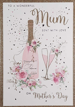 Mum Mothers Day Card - Bottle And Glasses