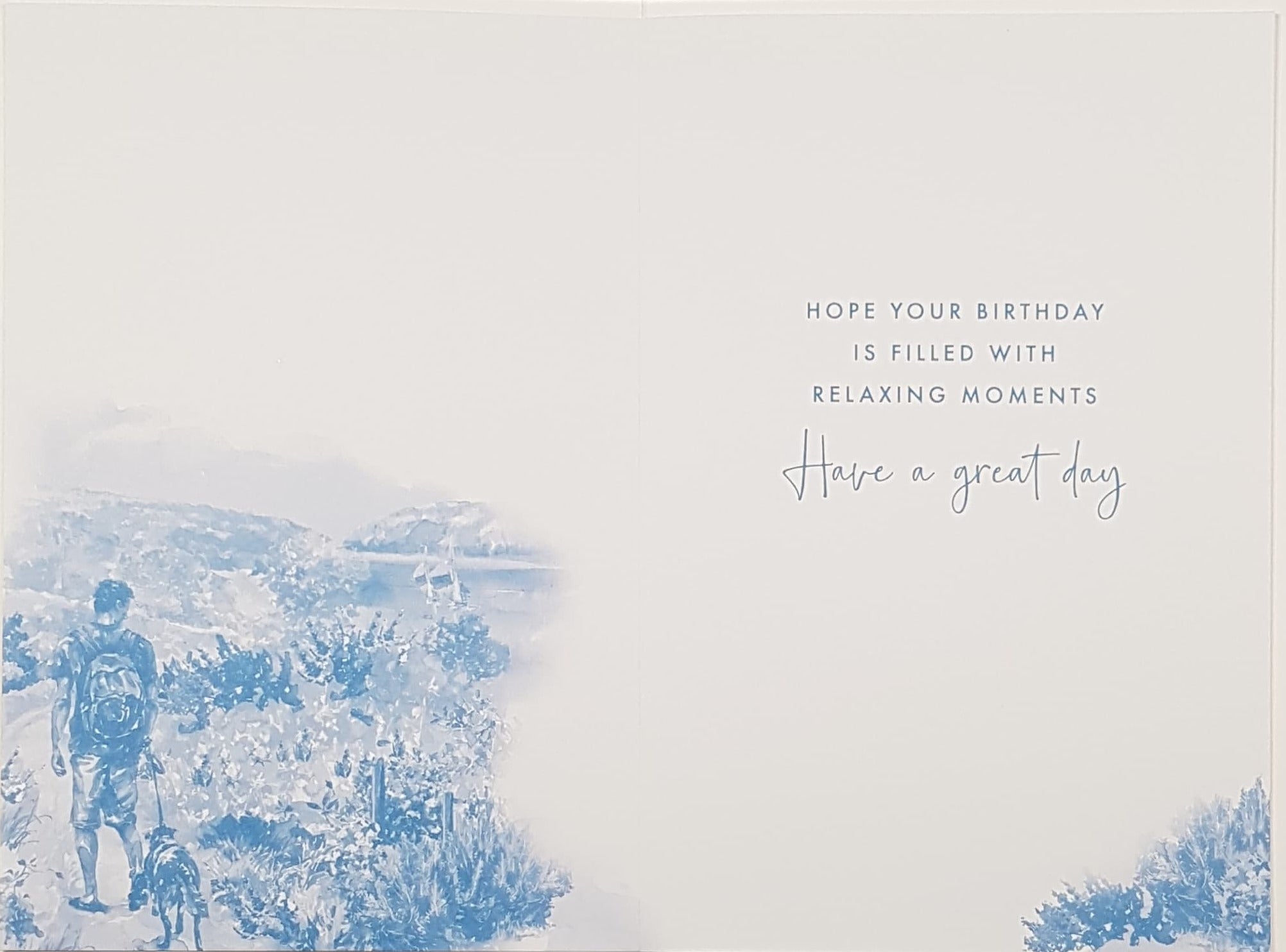 Birthday Card - Son In Law / A Man Walking A Dog In Mountains