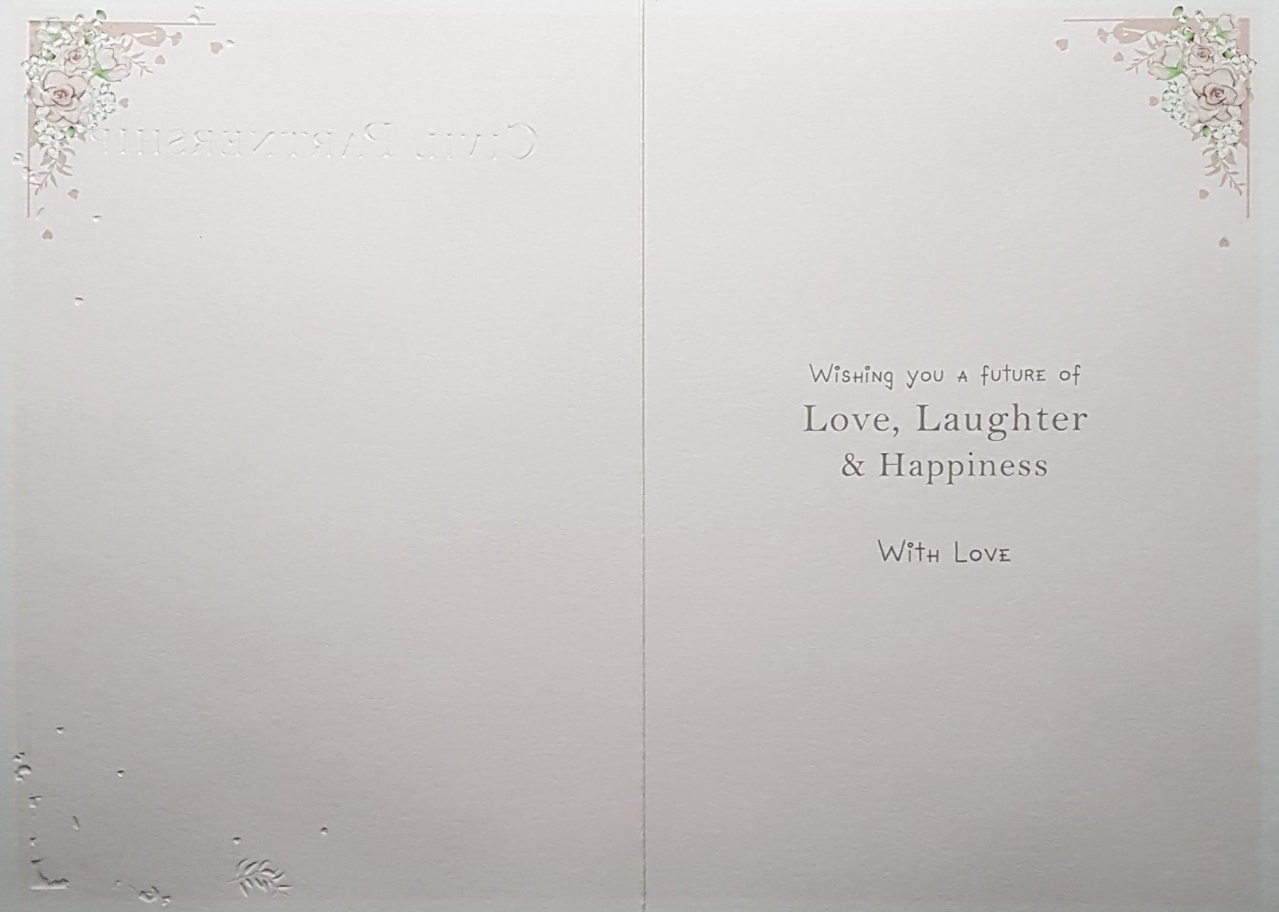 Wedding Card - Civil Partnership / 'Our Special Place' & A White Bow