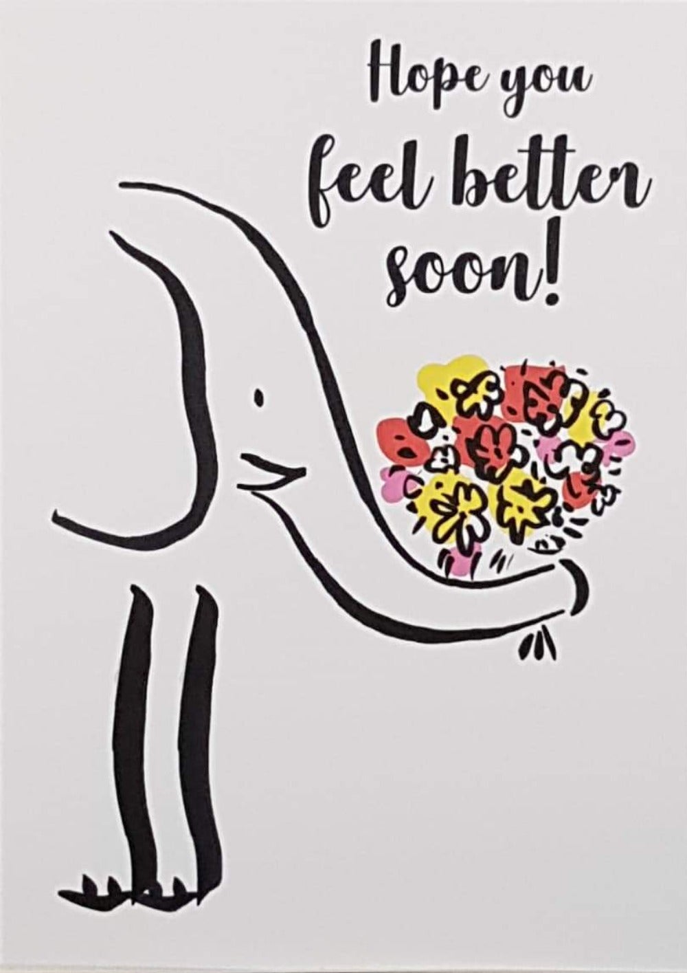 Get Well Card - The Elephant Is Giving A Nice Bunch Of Flowers
