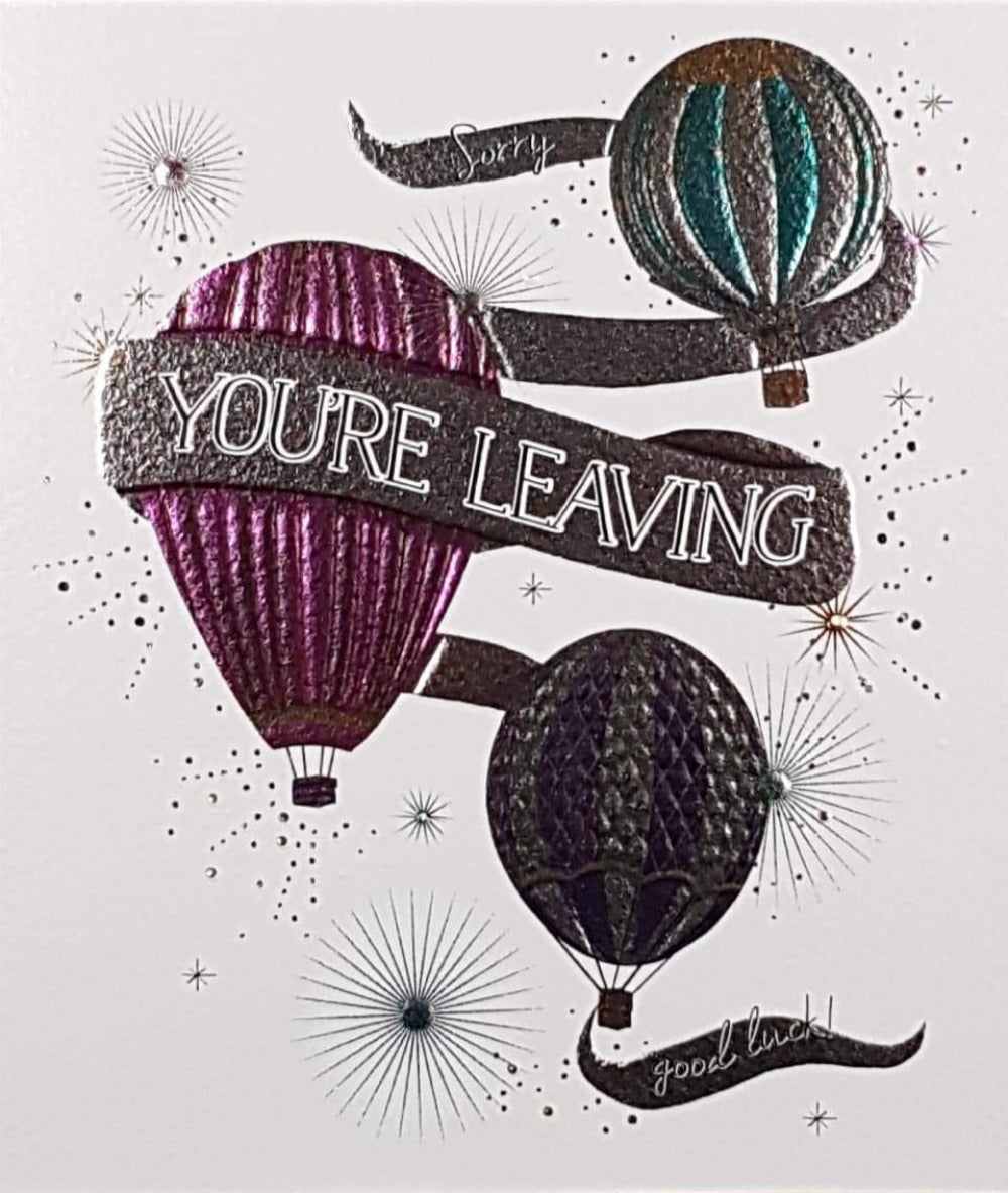 Leaving Card - Three Shiny Hot Air Balloons