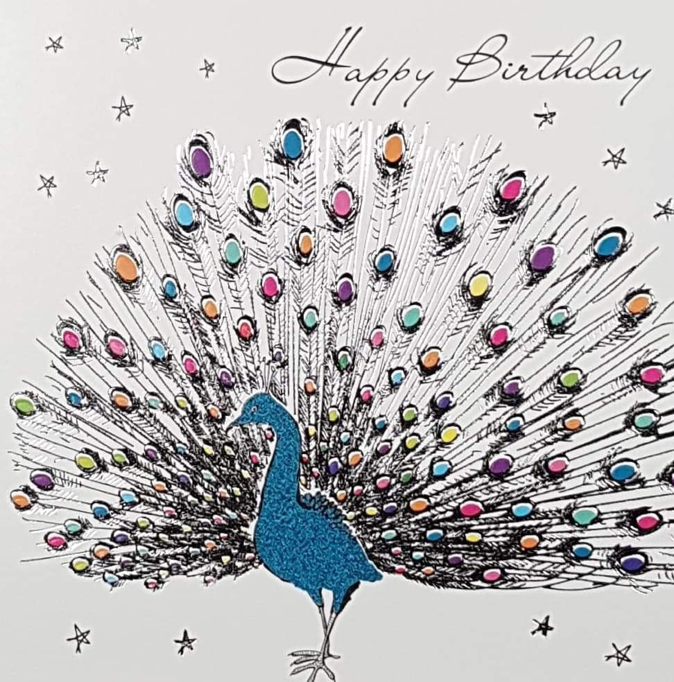 Birthday Card - General / A Peacock & Stars