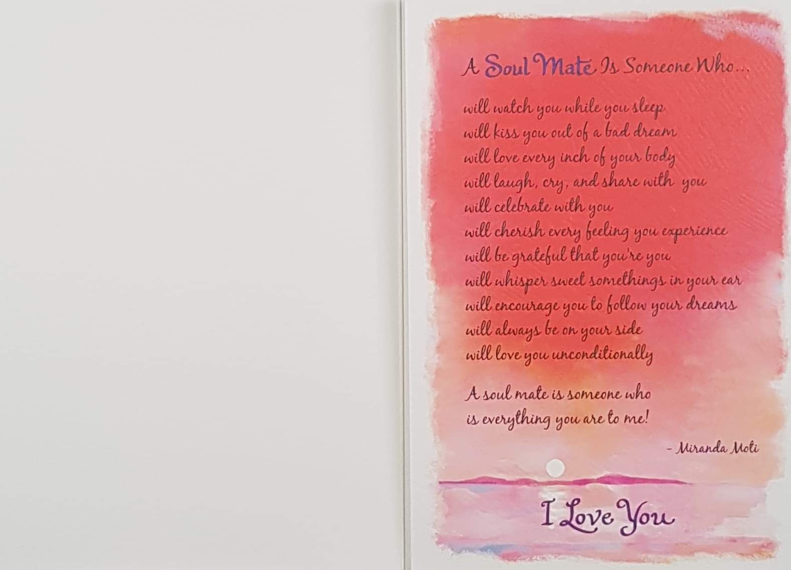 Blue Mountain Arts Card - Soul Mate & I Love You