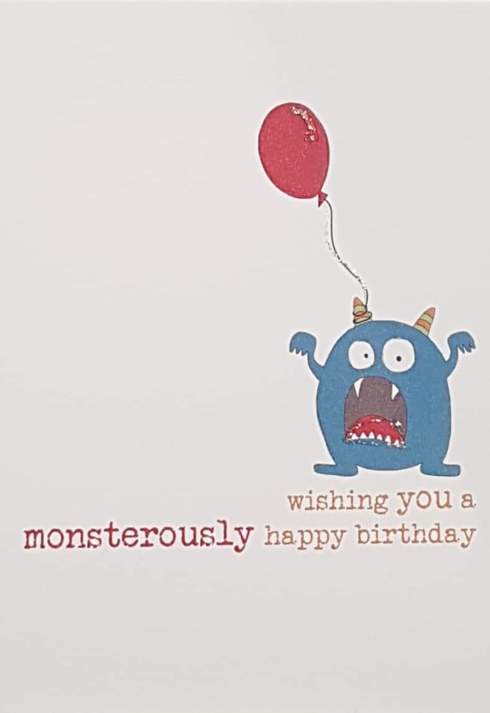 Birthday Card - General / A Blue Monster & The Red Balloon
