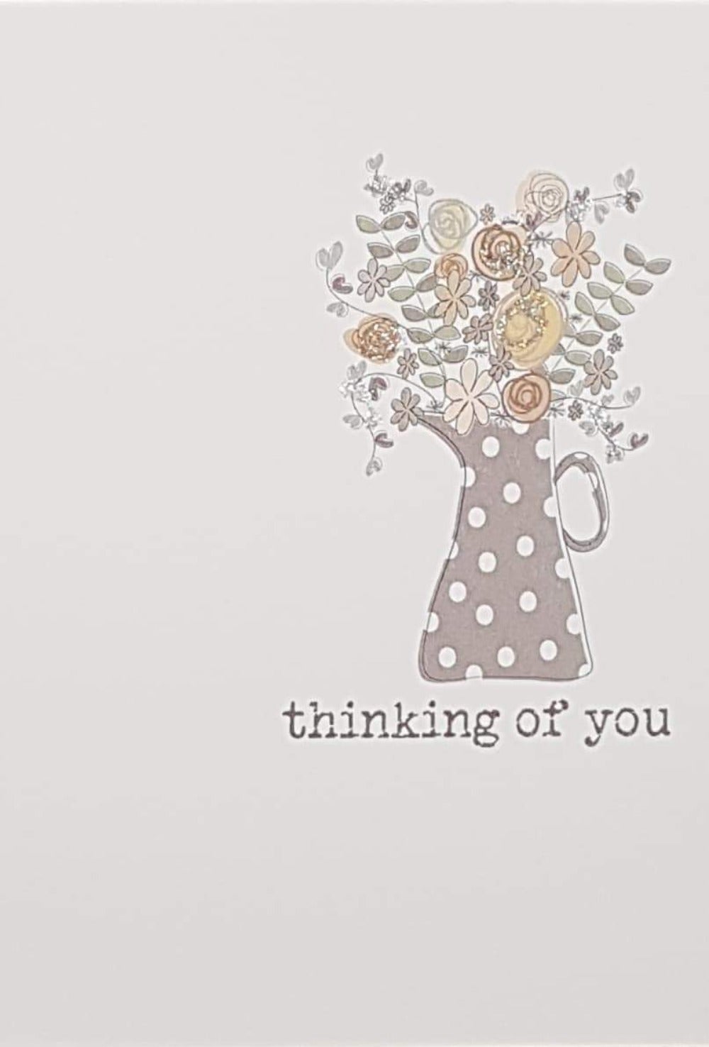 Thinking Of You Card - A Bouquet Of Flowers In A Spotted Vase
