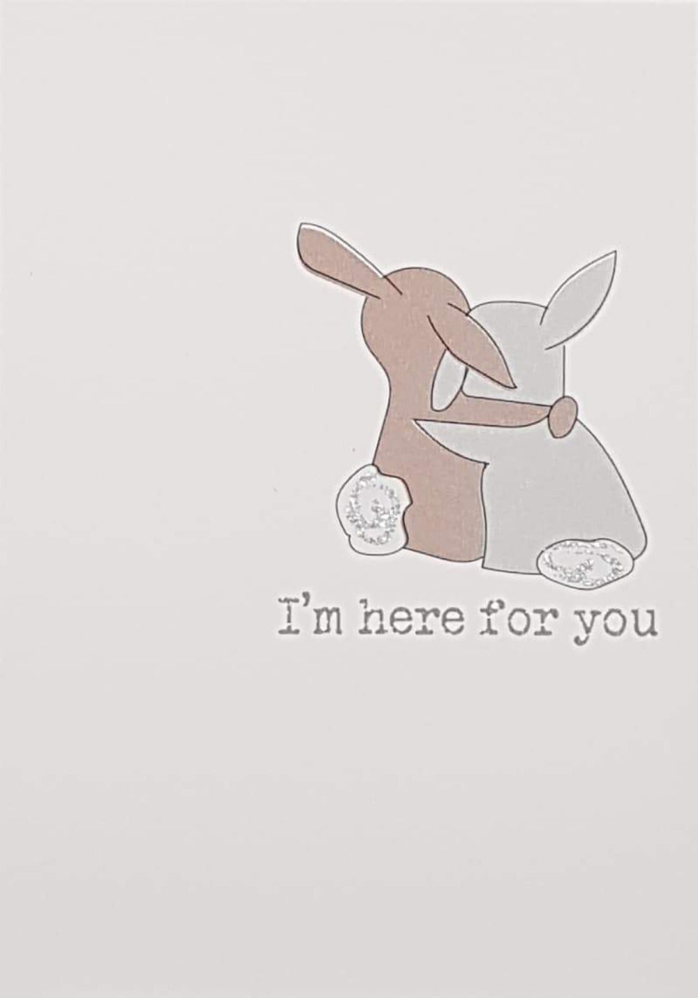 Thinking Of You Card - Two Bunnies In Friendly Hug