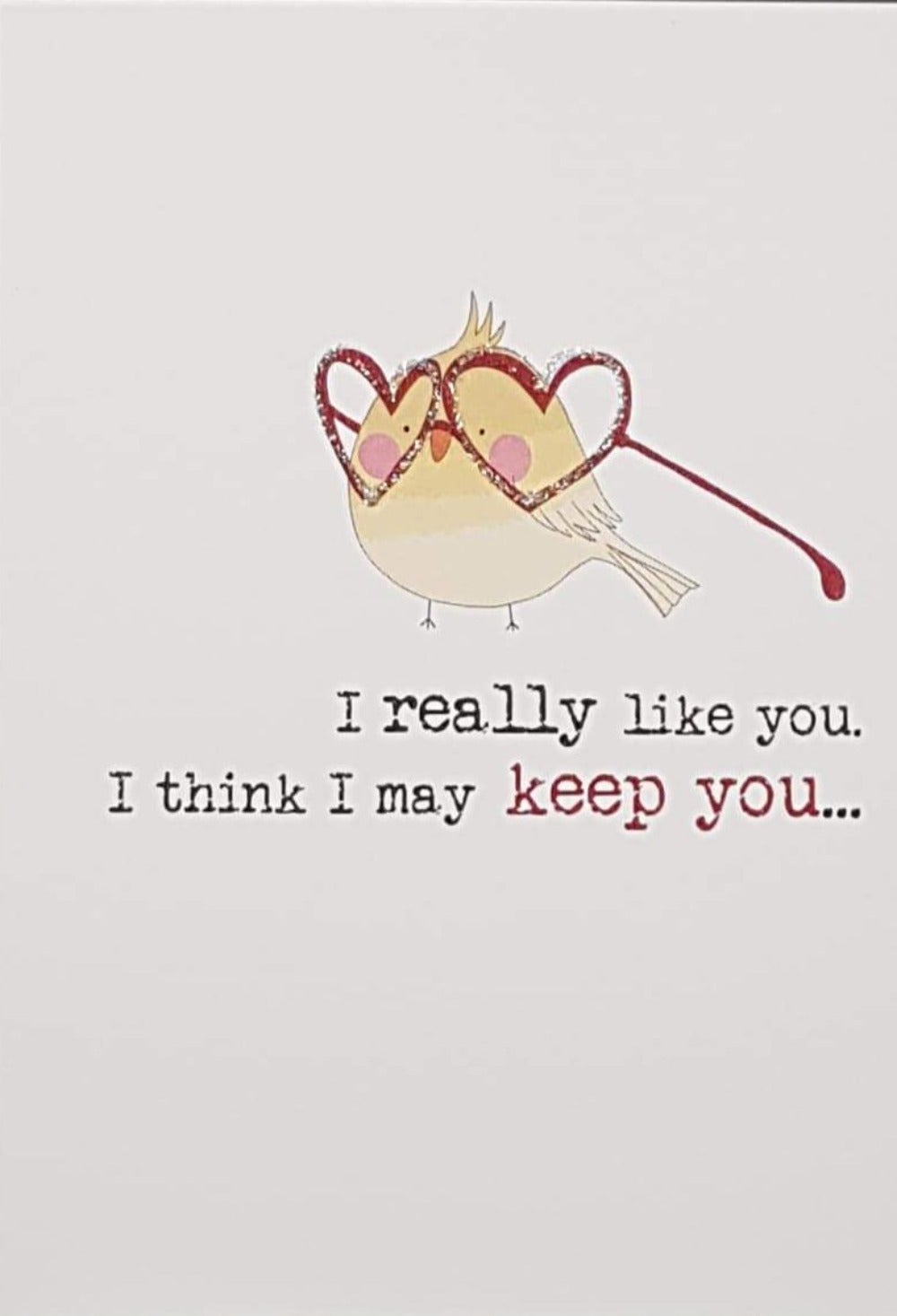 Friend Card - A Little Bird Wearing Over Sized Heart Shaped Glasses